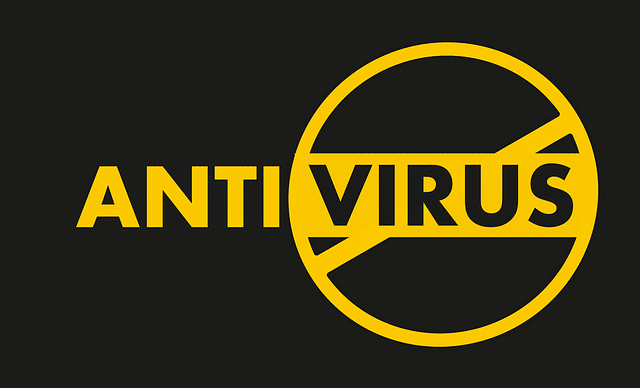 Yellow ANTI VIRUS text on black background